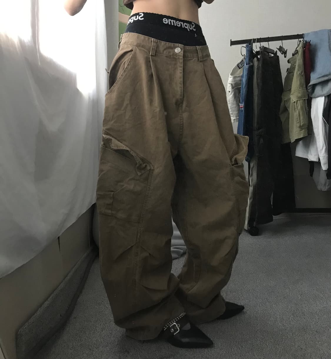 베이지브라운 와이드핏 카고팬츠 상품이미지2