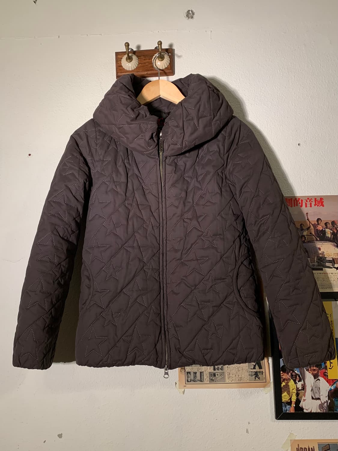 엑스걸 스타퀼팅 하이숄카라 투웨이 차콜 다운자켓 상품이미지2