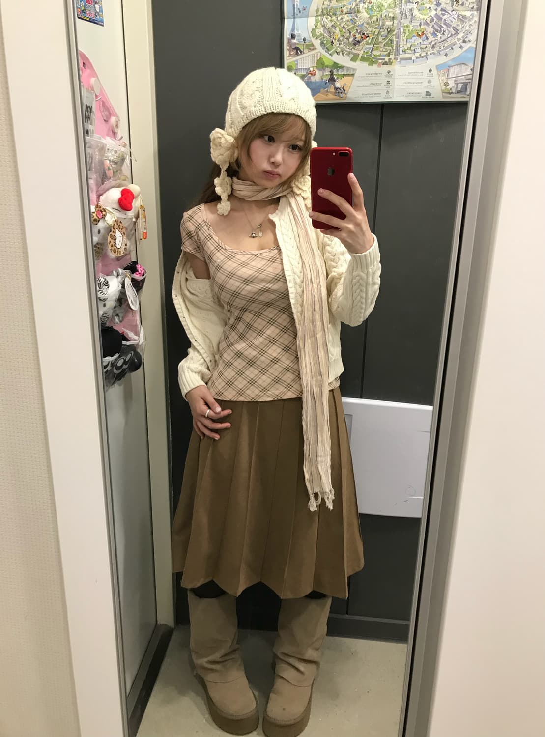 버버리 핑크 체크 베이지 코트 니혼진 모리걸 하치 코디세트 상품이미지3