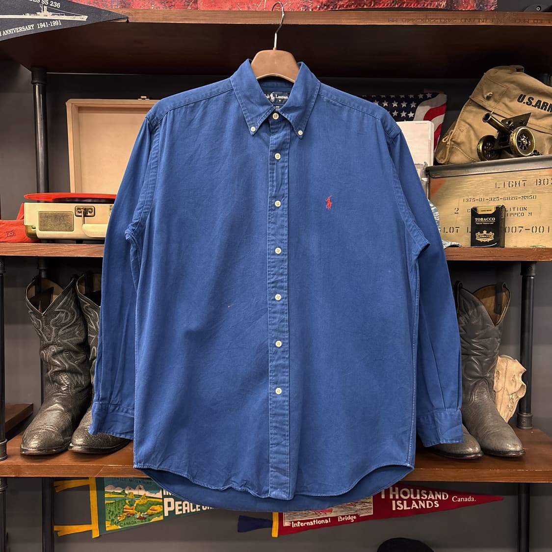 90s 폴로 랄프로렌 블레이핏 워싱블루 버튼다운 셔츠 N1096 상품이미지1