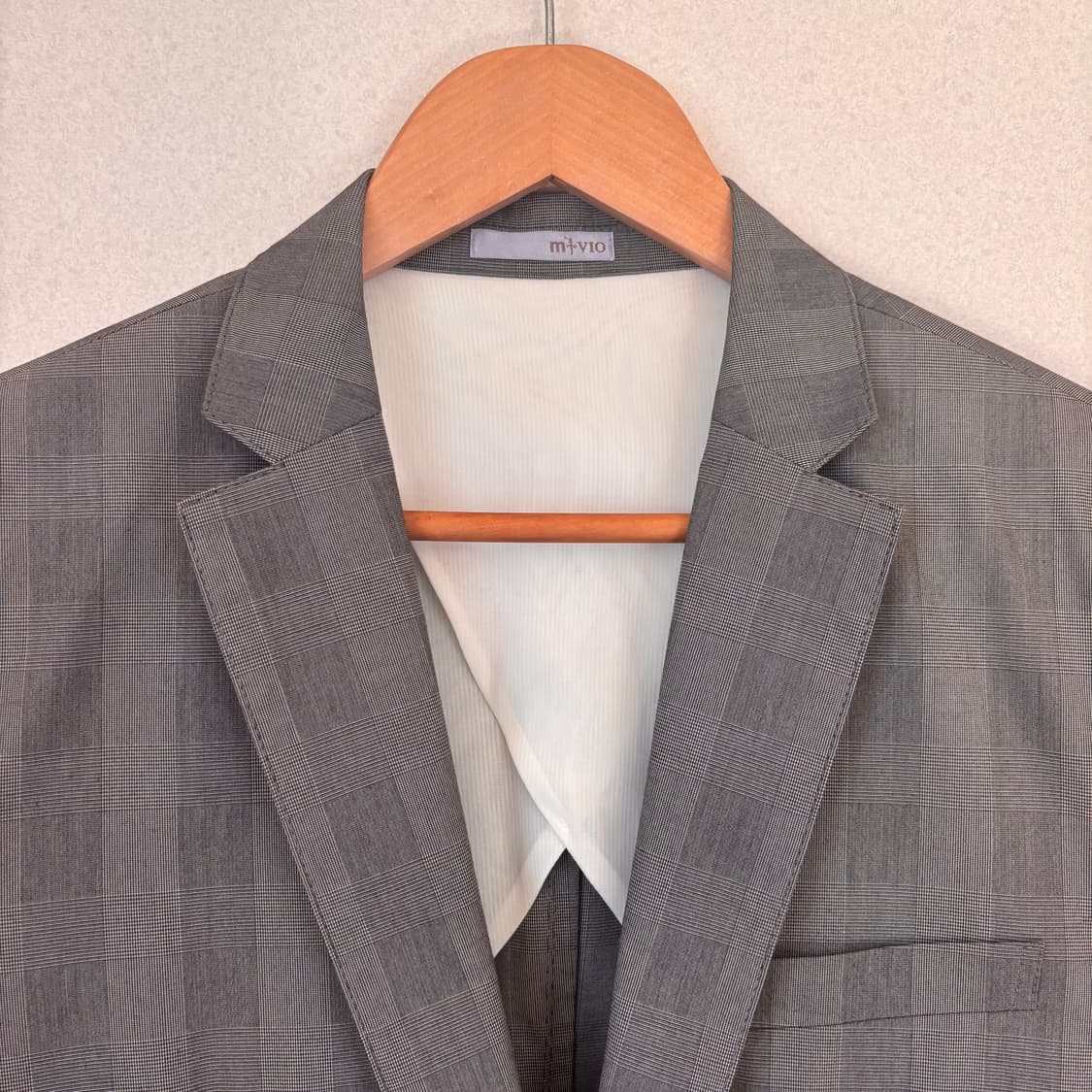 엠비오 슬림핏 XS 캐주얼 콤비 자켓 원버튼 그레이 체크 상품이미지6