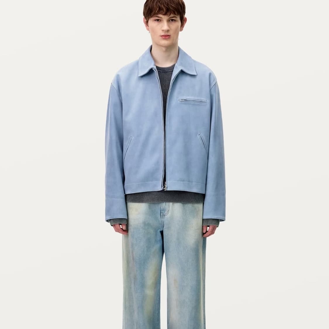 솔리드옴므 25ss 블루 에센셜 레더 스웨이드 자켓 48사이즈 상품이미지7