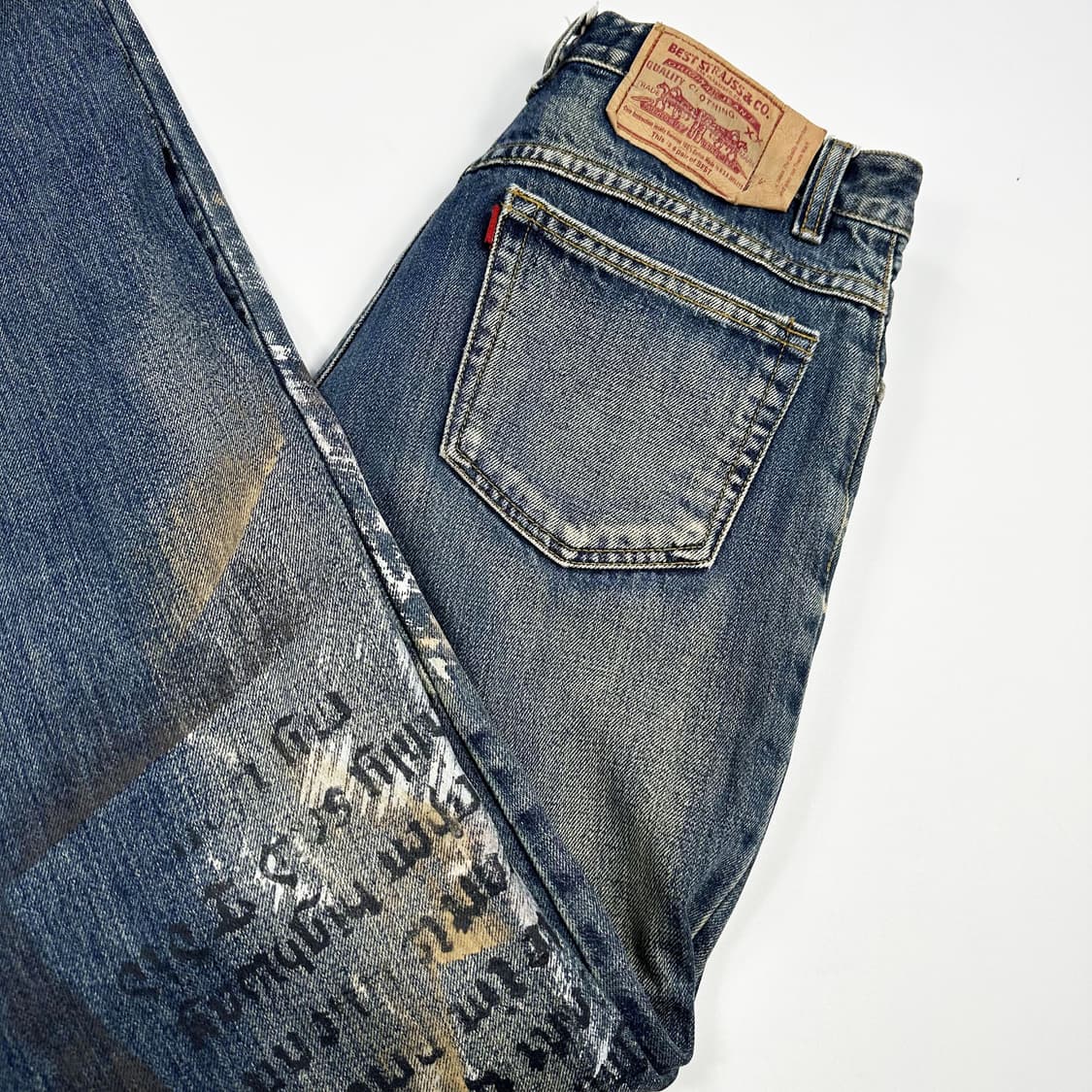 VTG 빈티지 스트레이트 워싱 페인팅 데님 팬츠 (32인치) 상품이미지1
