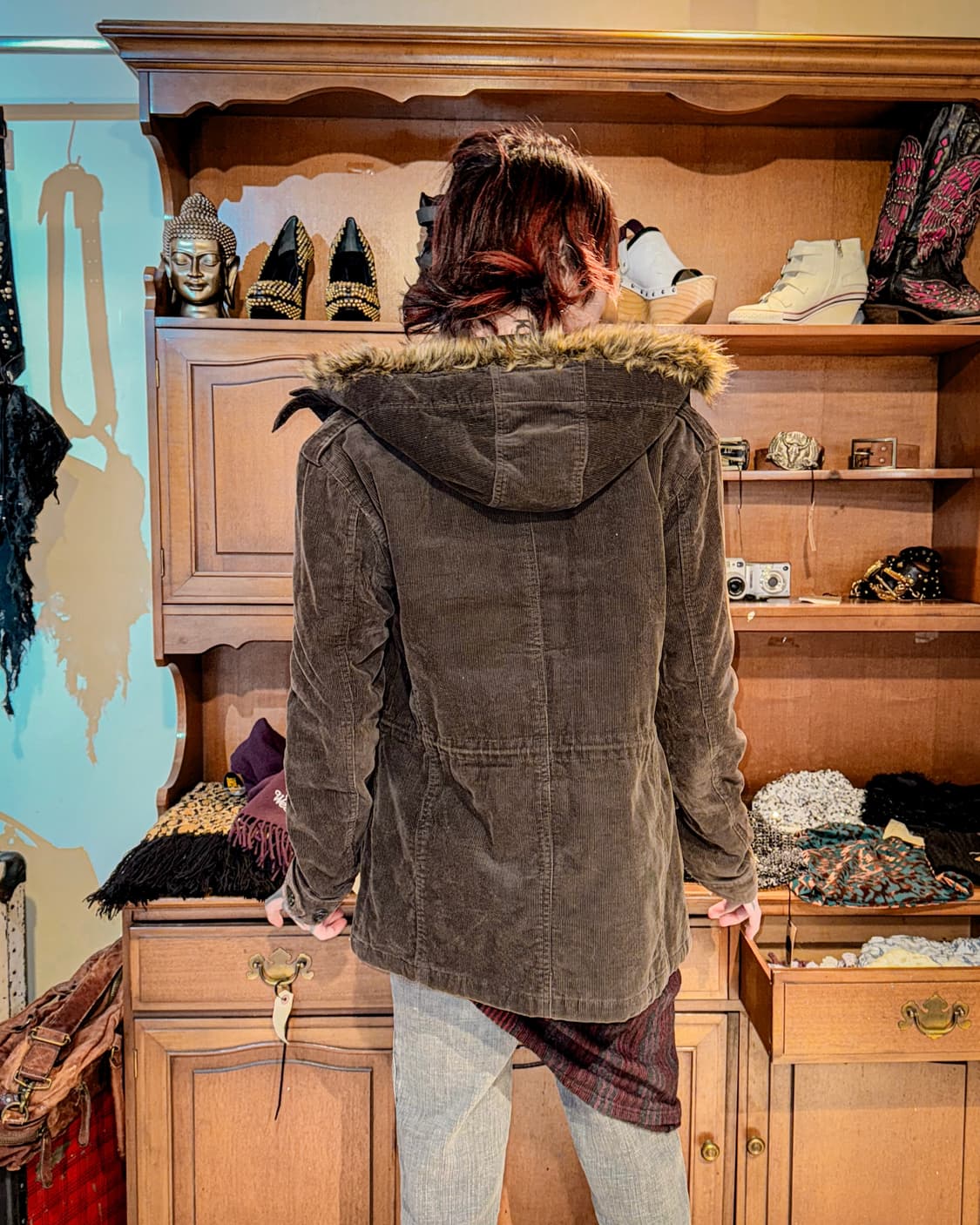 Comme Ça Ism – Corduroy Fur Hooded Jacke 상품이미지9