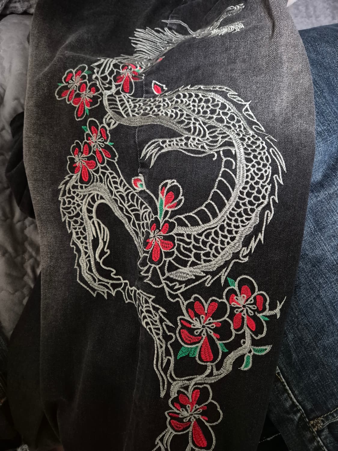 용 자수 힙합팬츠 허벅지41 총장114 상품이미지4