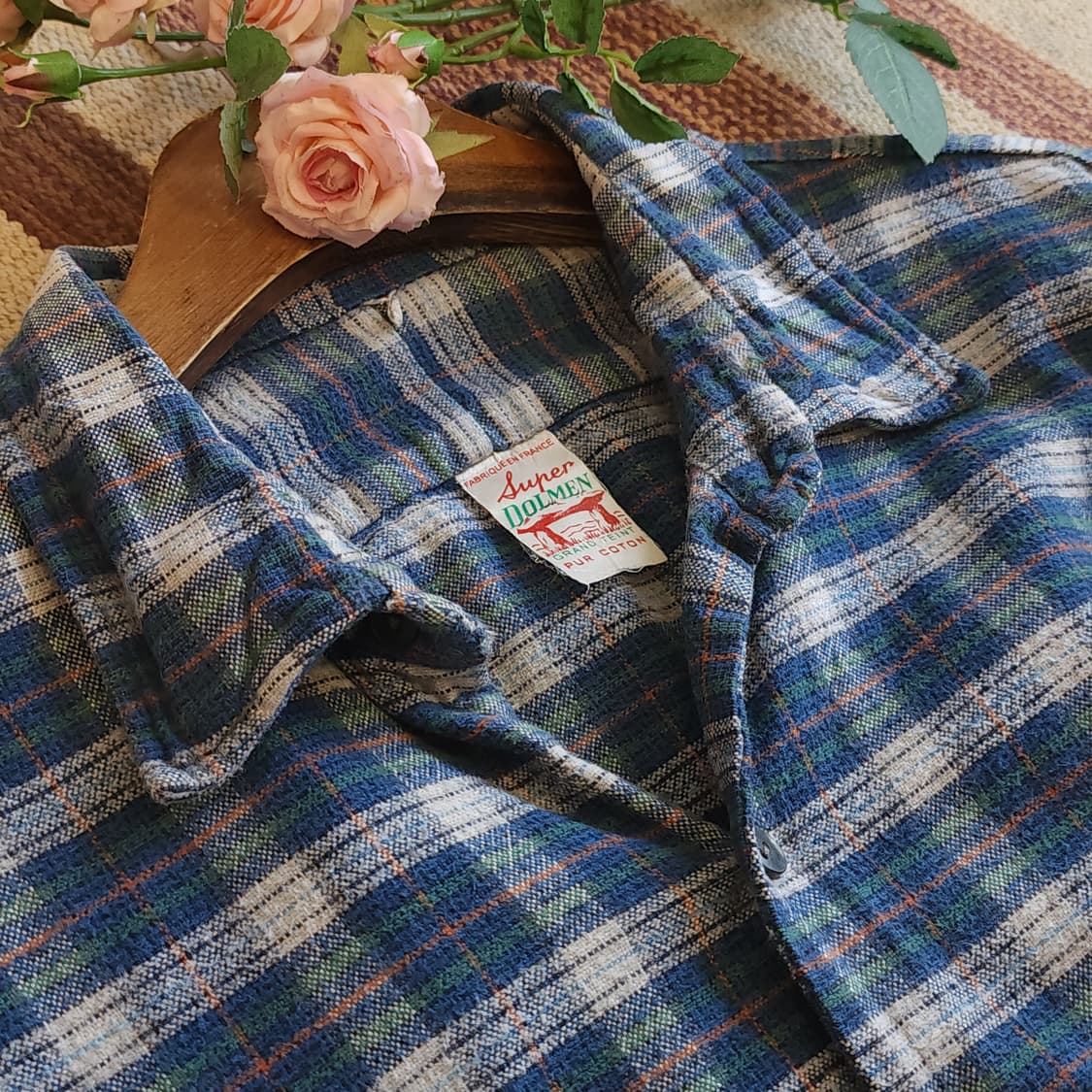 60s 프랑스 워크셔츠 플란넬 셔츠 가드너 빈티지 셔츠 롱 튜닉 셔츠 L 상품이미지9