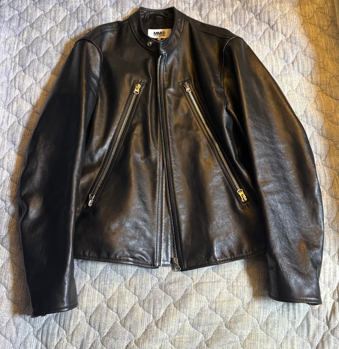 MM6 메종 마르지엘라 스포츠 모터사이클 라이더 레더 가죽 자켓 L 상품이미지5