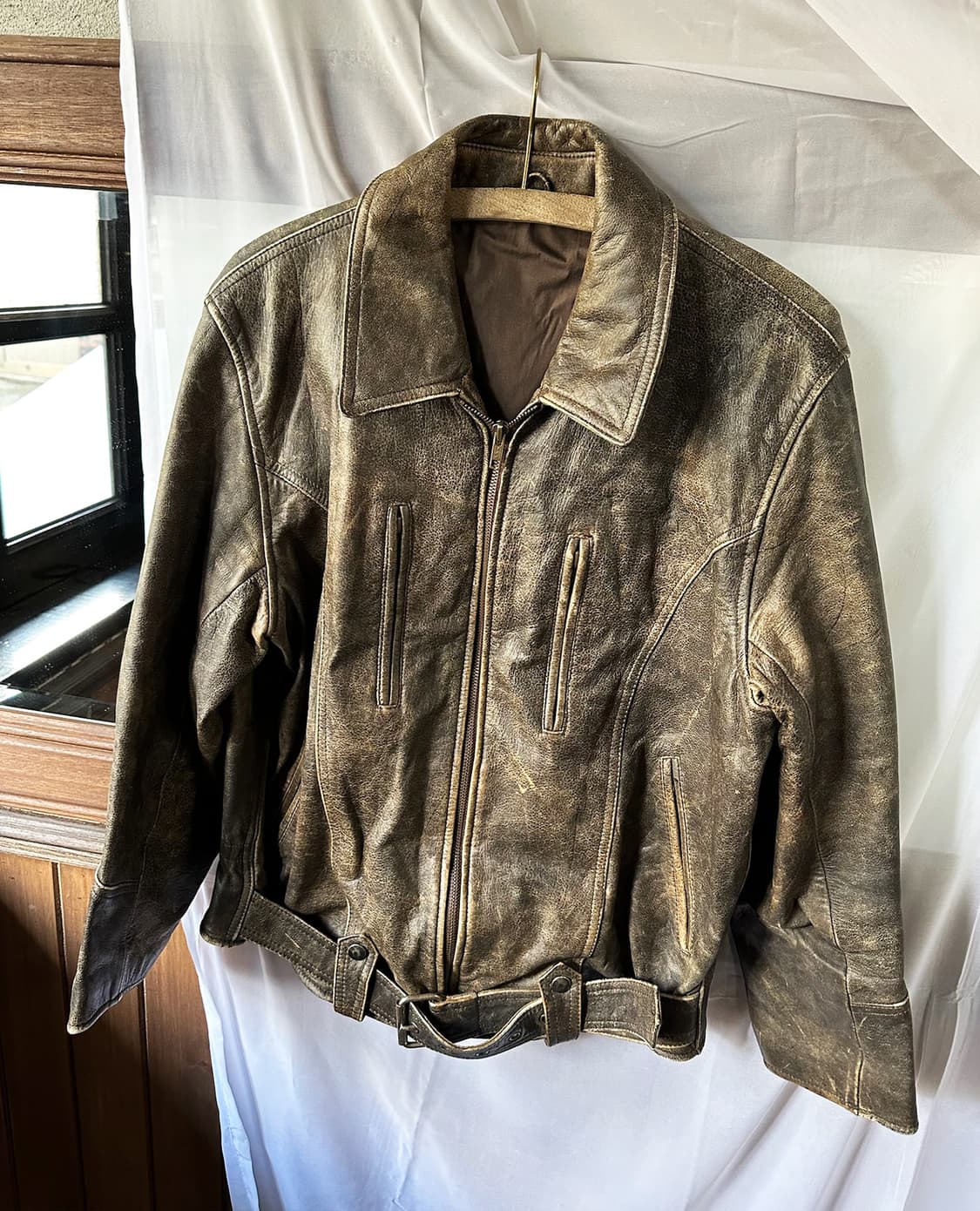 JPV distressed leather belt jacket 상품이미지5