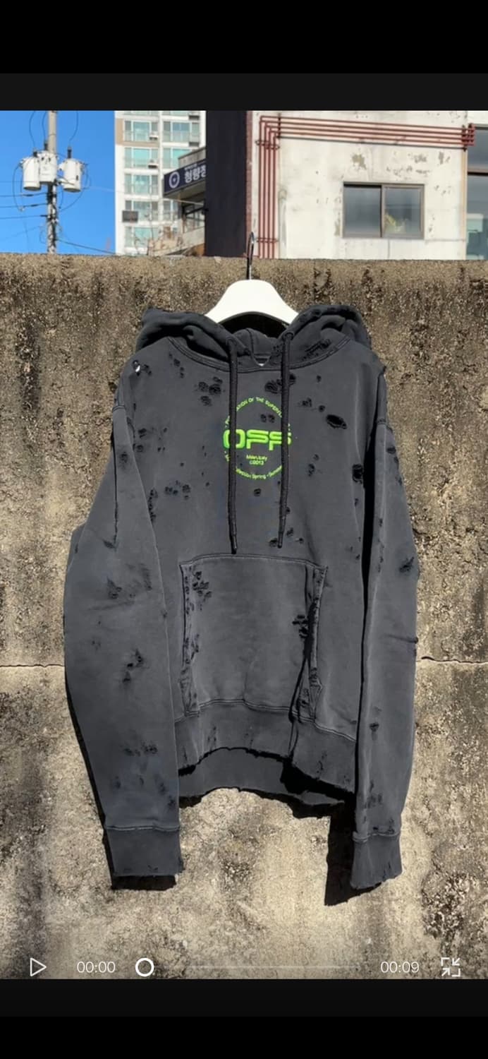 20ss 오프화이트 디스트레스드 페이딩 핸드사인 빈티지 후드 상품이미지2