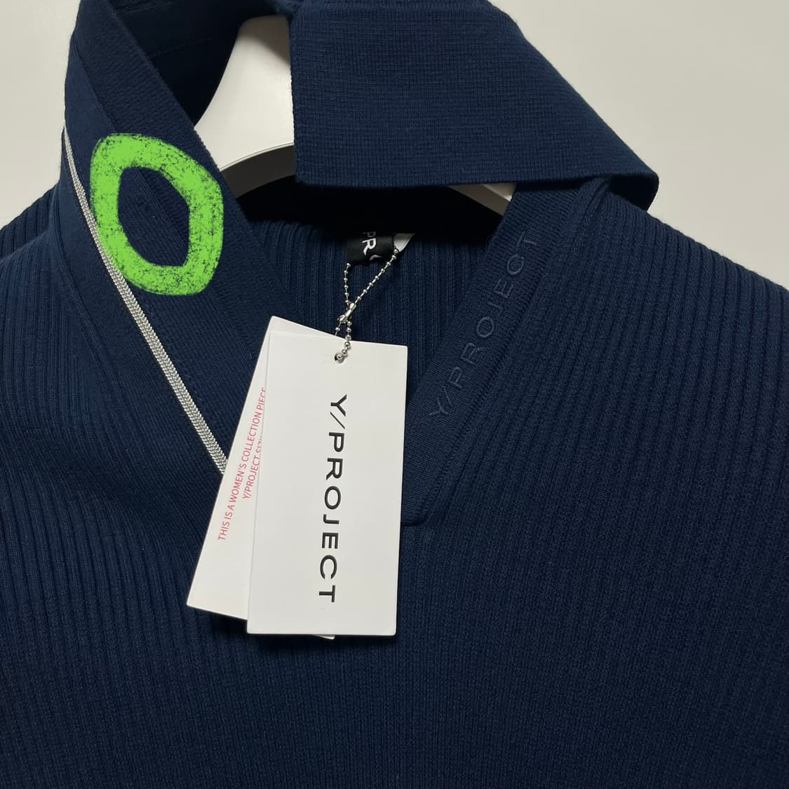 [M]와이프로젝트 Y/Project 컷트 롱 슬리브리스 니트 탑/네이비 상품이미지6