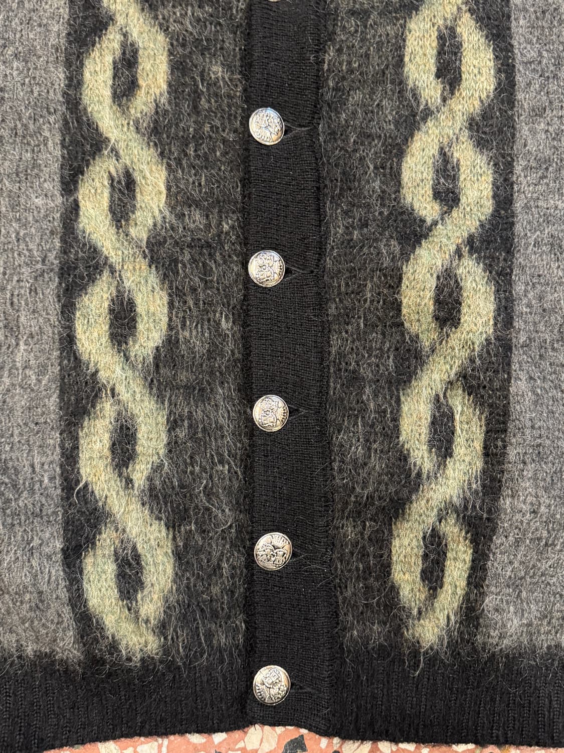 60s 블랙 모헤어 가디건 (XL) 상품이미지4