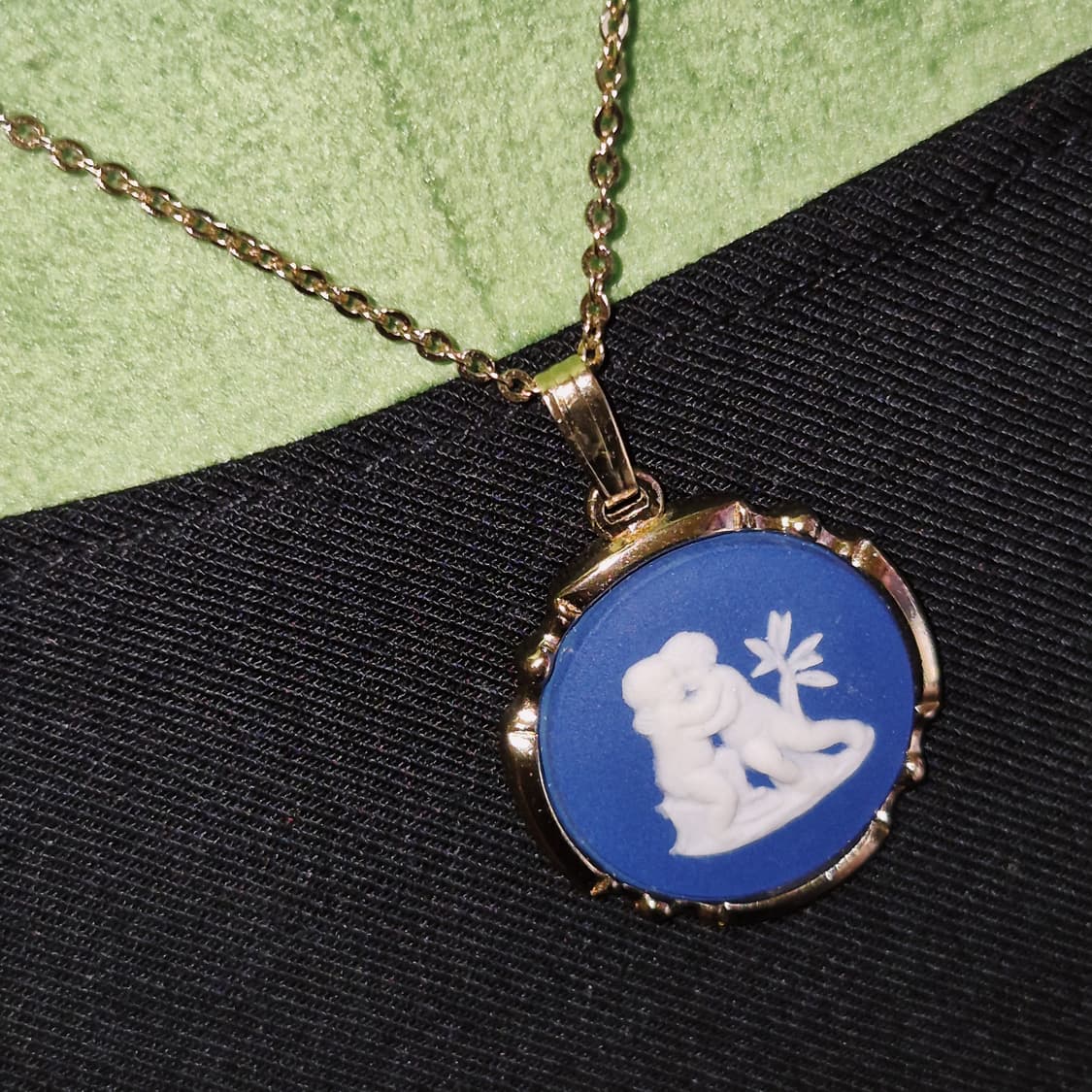 80s 영국 웨지우드 제스퍼 블루 카메오 목걸이 상품이미지8