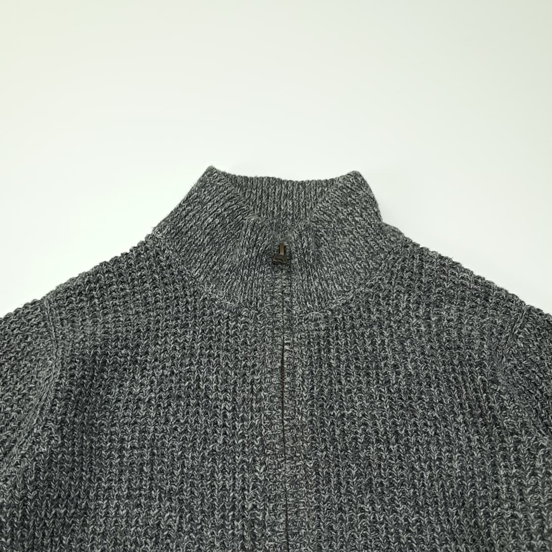 CL205 S 엘엘빈 오가닉코튼 쉐이커니트 그레이 풀집업 가디건 상품이미지2