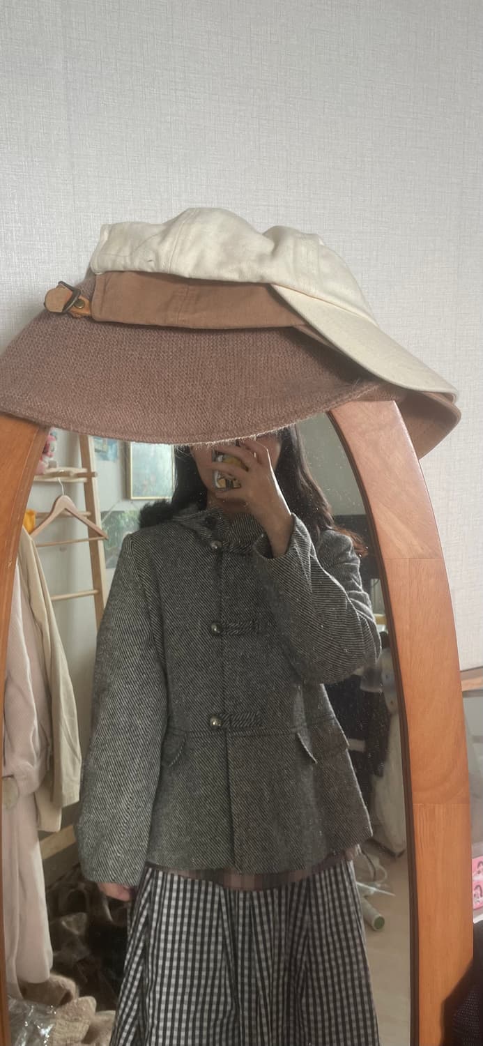 모리걸 빈티지 무채색 사와코 퍼 후드코트🖤🤍 상품이미지4