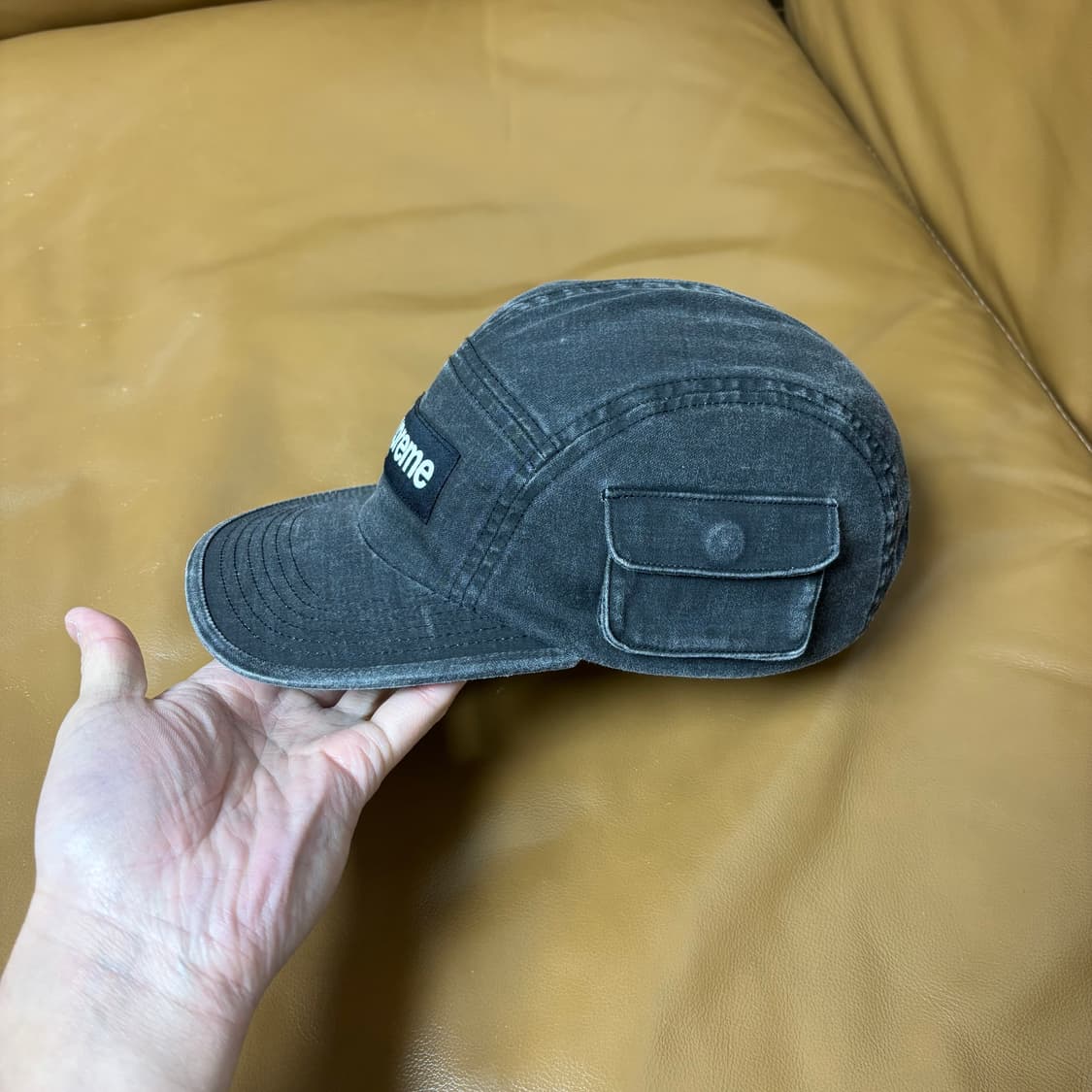 슈프림 캠프캡 모자 박스로고 밀리터리 카고 워시드 블랙 상품이미지4