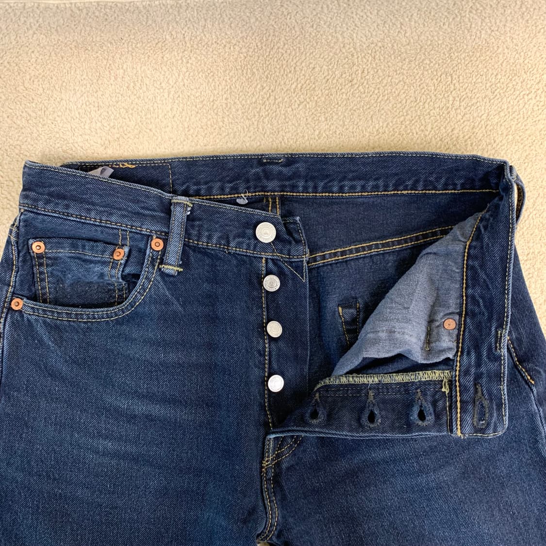 빈티지 리바이스501 워싱 데님팬츠(30사이즈) 남자청바지 진청 다크블루 상품이미지6
