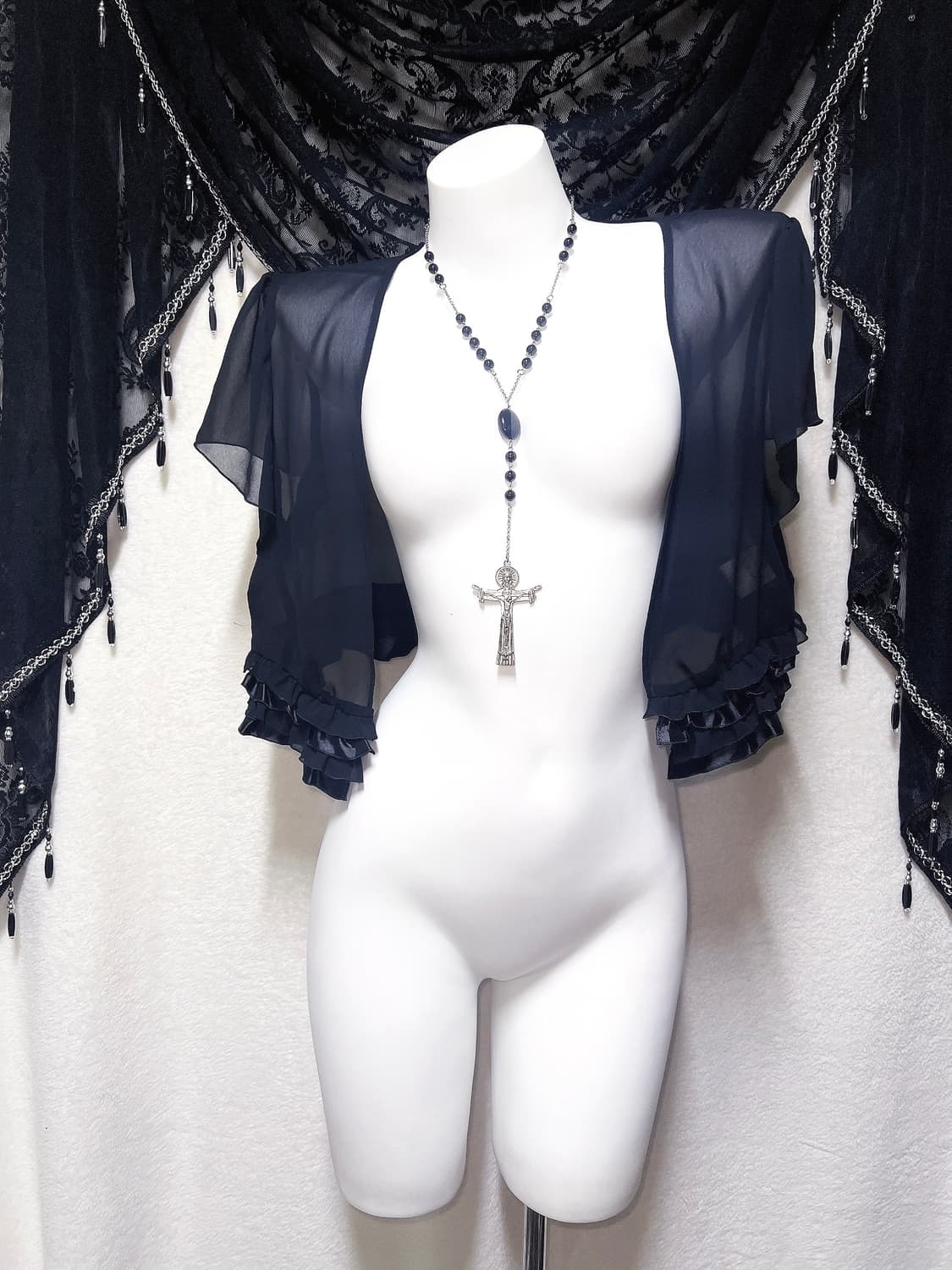 로맨틱고딕 고스로리 다크페어리 펑크 시스루 프릴 쉬폰 볼레로 가디건 핀터 상품이미지4