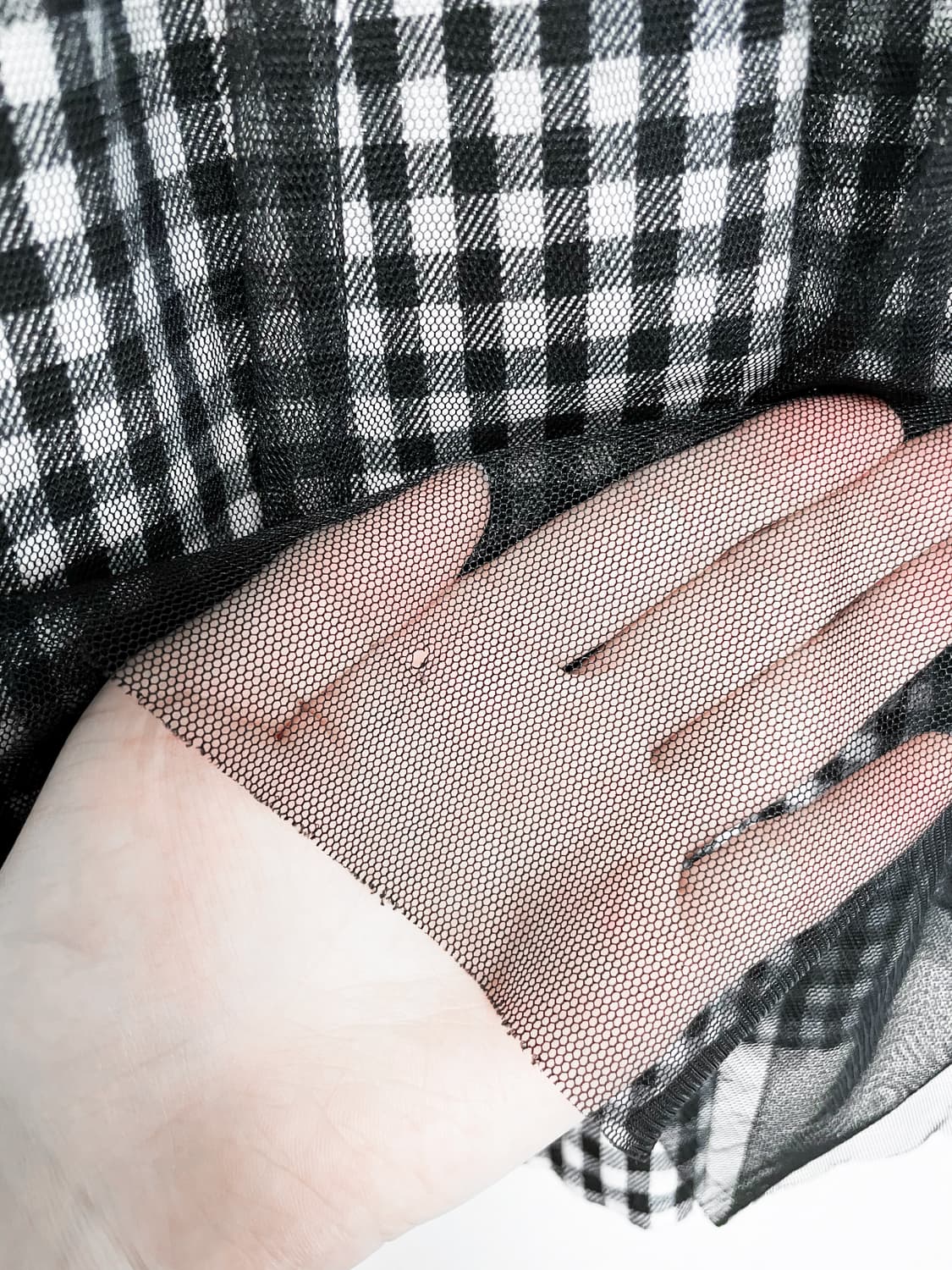Gingham Chiffon Midi Skirt - Black 상품이미지9