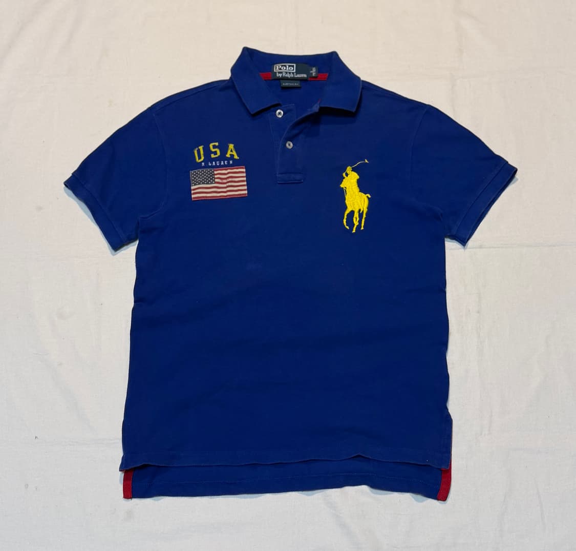 폴로 빅포니 치프키프 성조기 USA 반팔 카라티 블루 상품이미지1