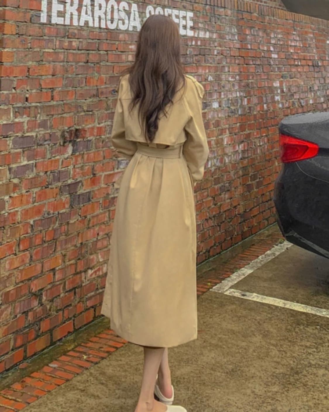 베이지 롱 트렌치 코트 상품이미지3