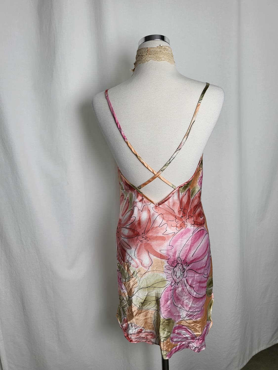 빈티지 플라워 레이스 새틴 슬립 원피스 상품이미지5