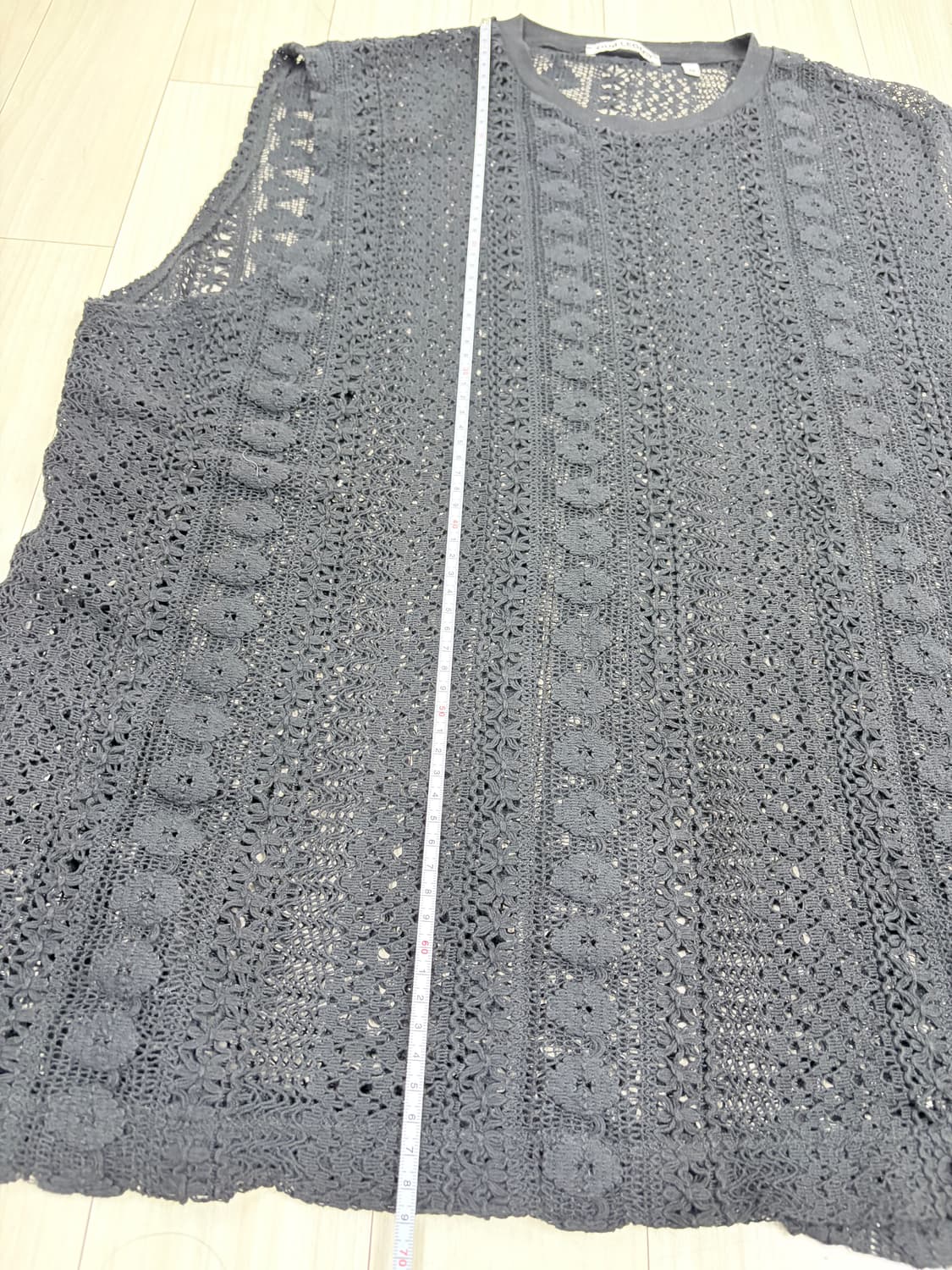 아워레가시 박스 슬리브리스 코튼 크로셰 베스트, 블랙 조끼 상품이미지10