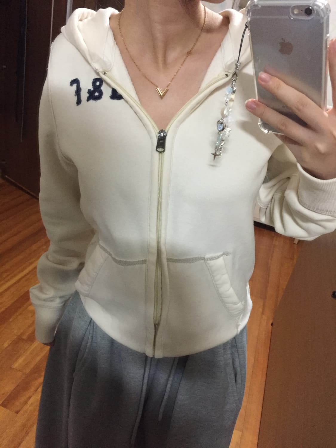 아베크롬비 팔로고 크림 후드집업 상품이미지2