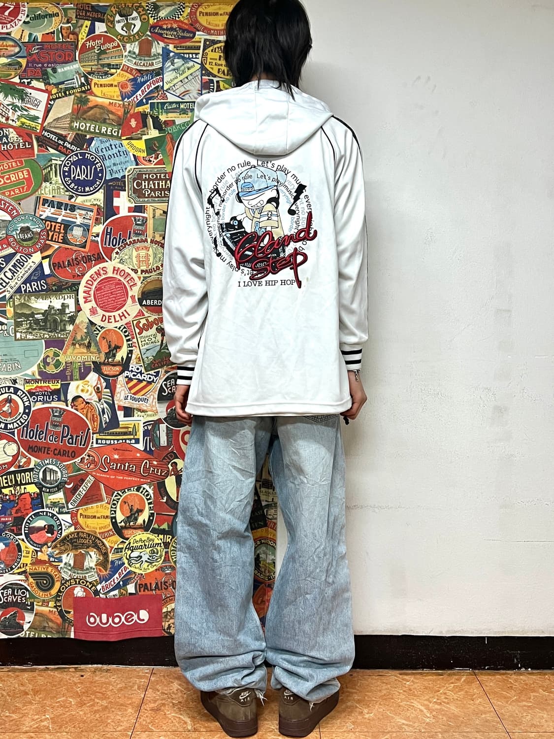 90s 빈티지 힙합 프린팅 올드스쿨 져지 후드 트랙탑 L 상품이미지3