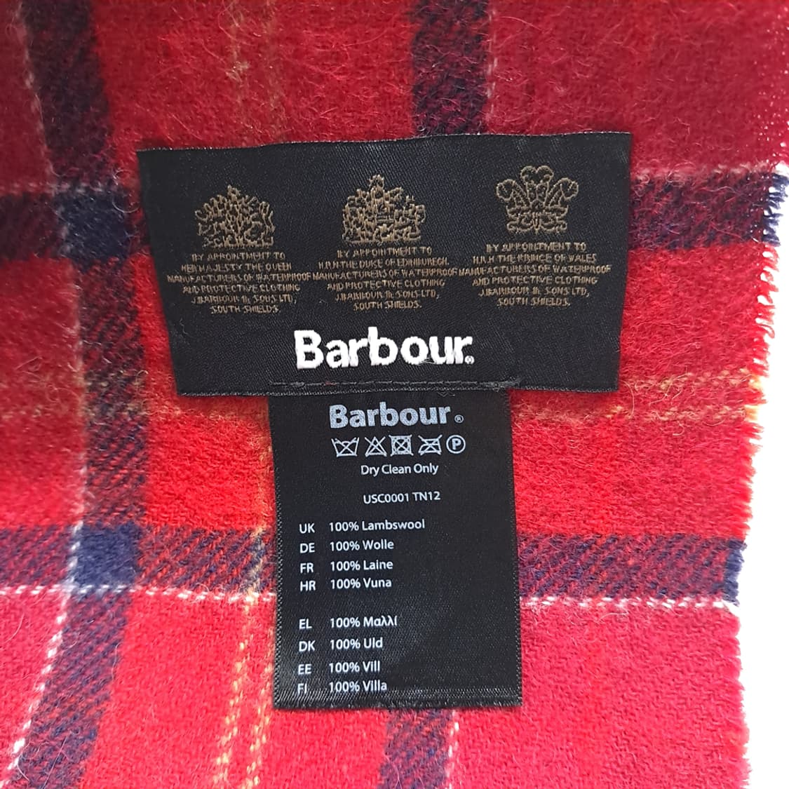 MX495 바버 램스울 레드타탄체크 레드 머플러목도리 상품이미지4