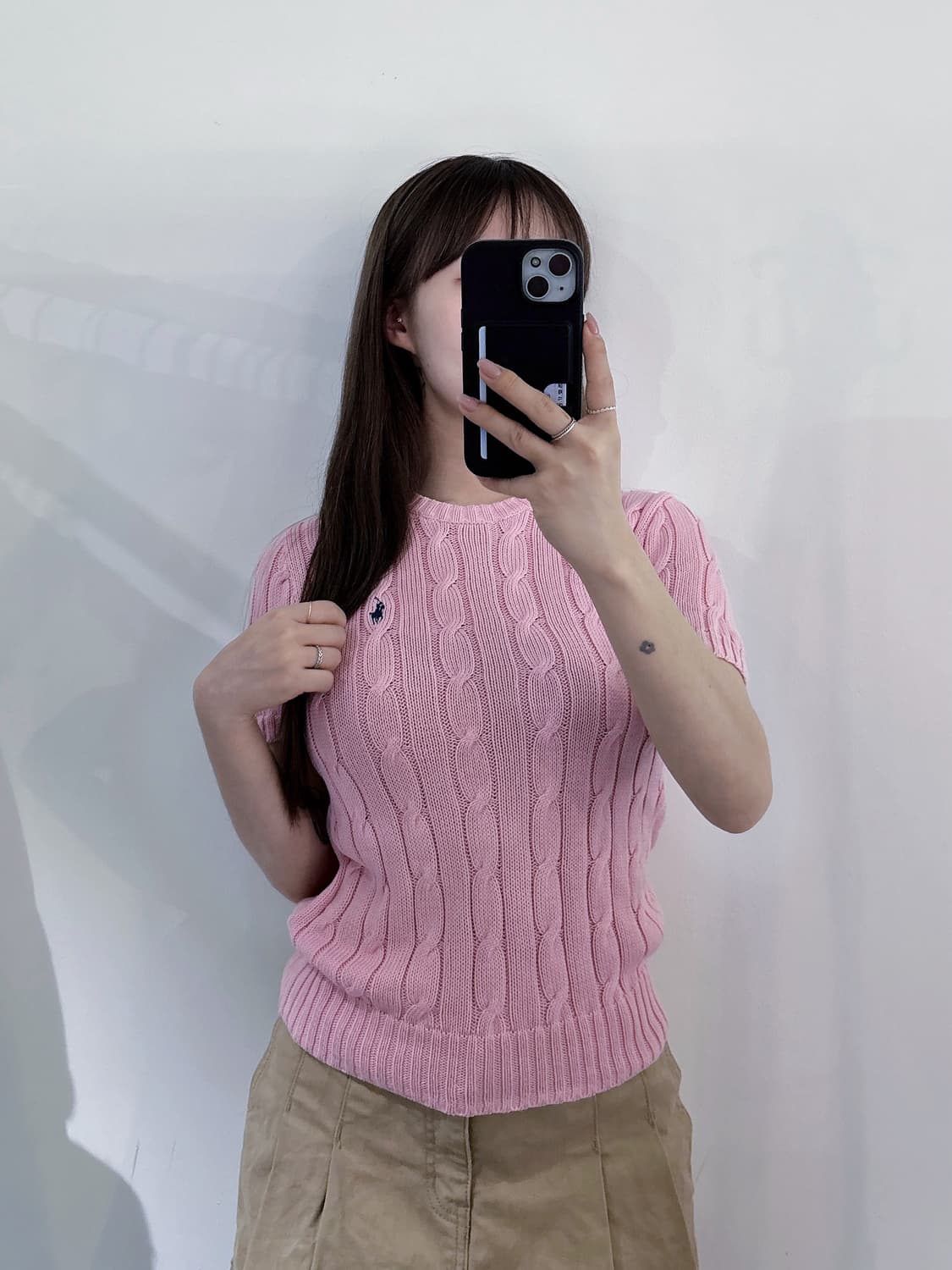폴로랄프로렌 qr 포니 베이비핑크 케이블 반팔 니트 상품이미지2