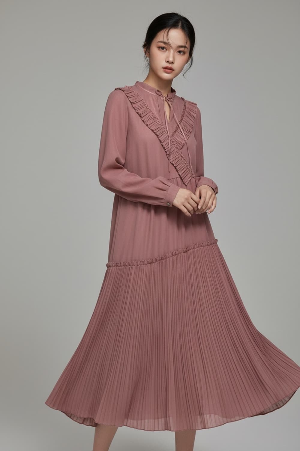 SJ SJ 쉬폰 플리츠 롱 원피스 S 상품이미지1