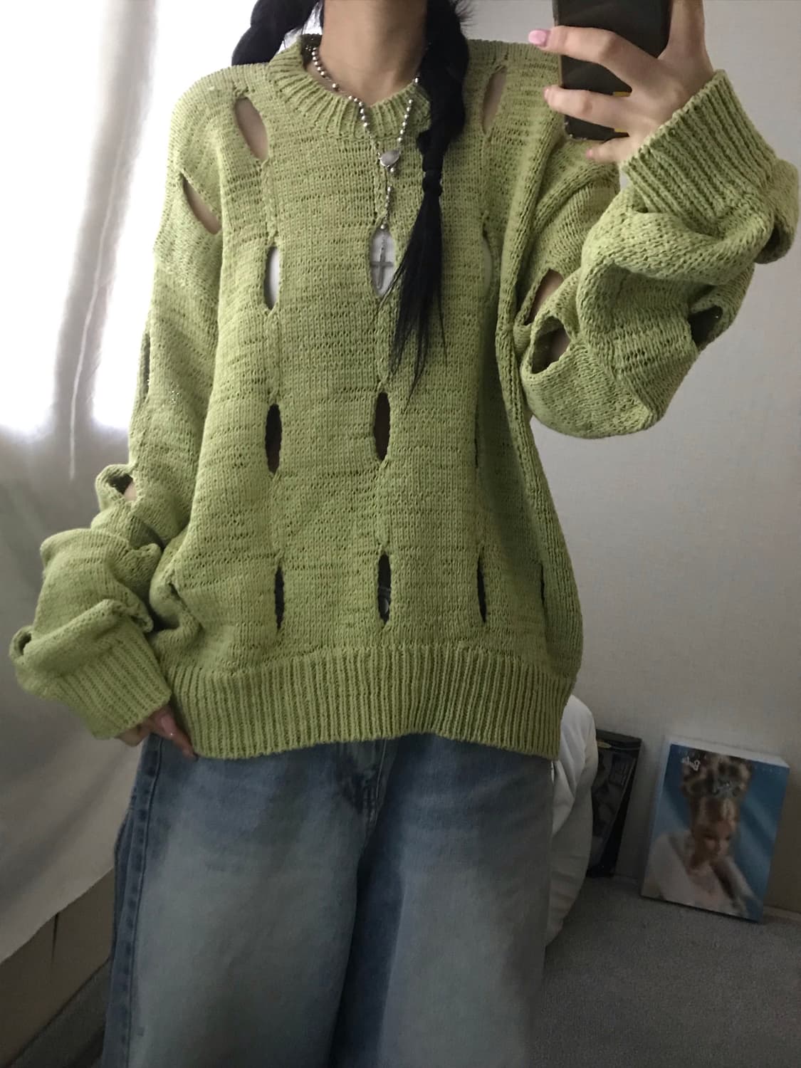 더오픈프로덕트 말차 그런지 니트 상품이미지1