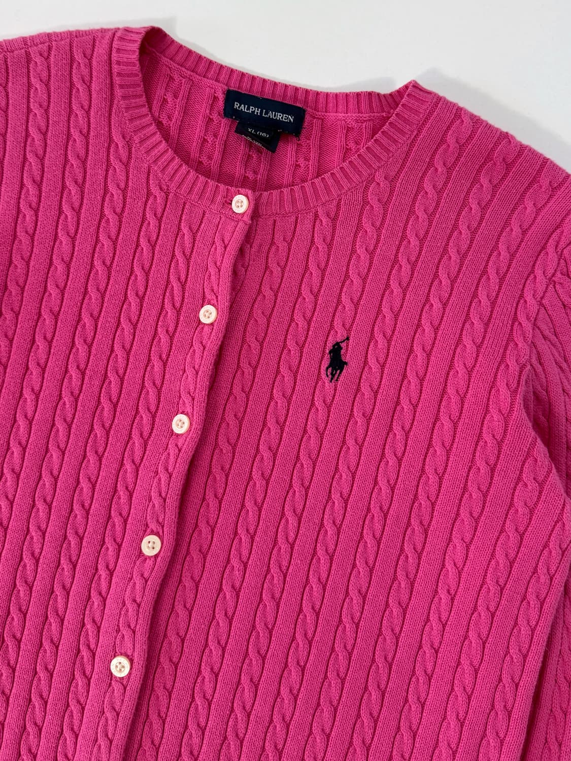 폴로 랄프러렌 핑크 코튼 케이블 가디건 상품이미지2