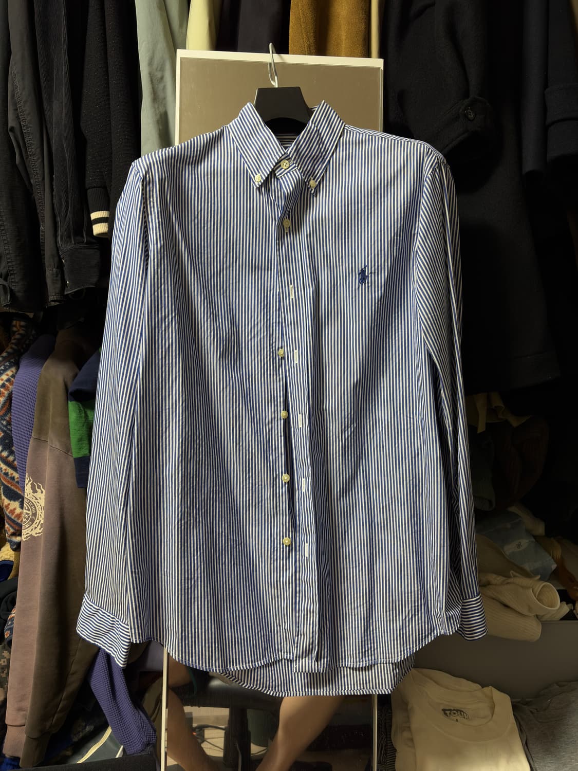 폴로 스트라이프 코튼 스트레치 셔츠 클래식핏 M사이즈 상품이미지1