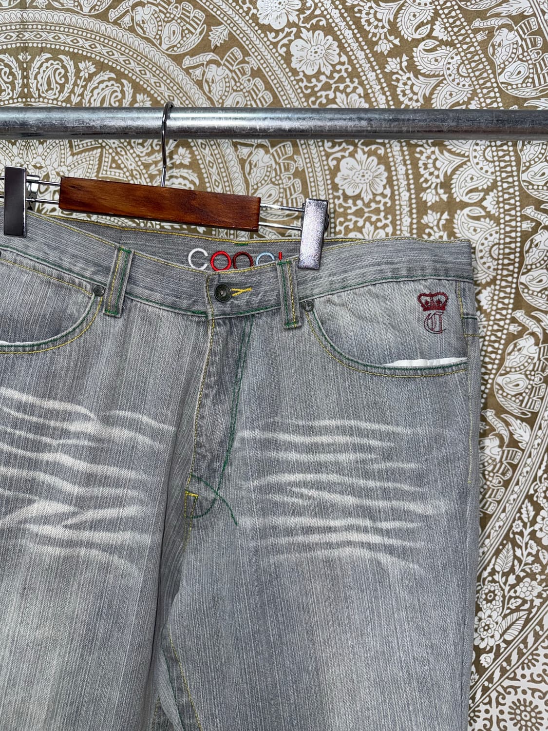 쿠지 빈티지 자수 흑청 데님팬츠   상품이미지5