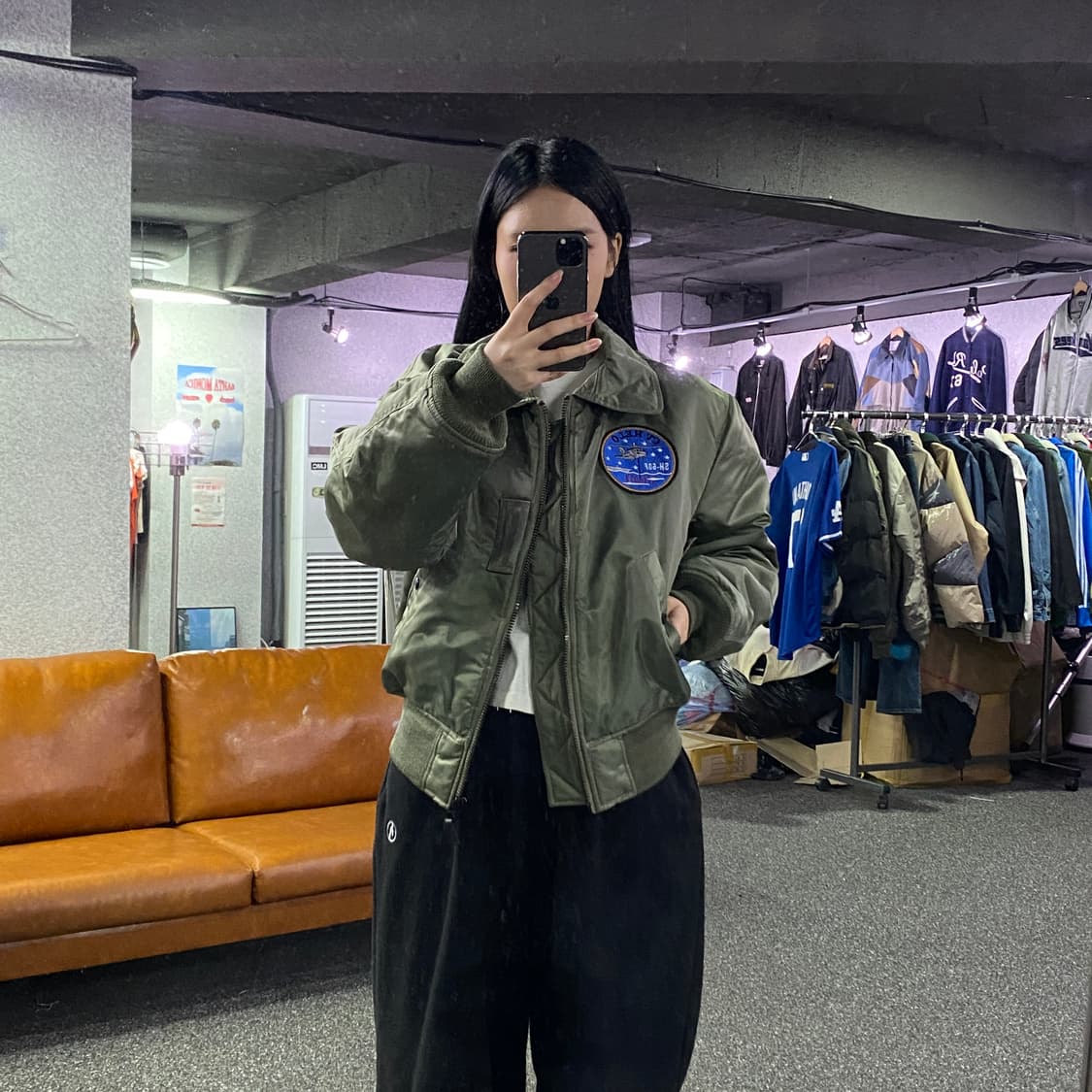 메데코 빈티지 카키 ma-1 항공 봄버 점퍼B3105 상품이미지1