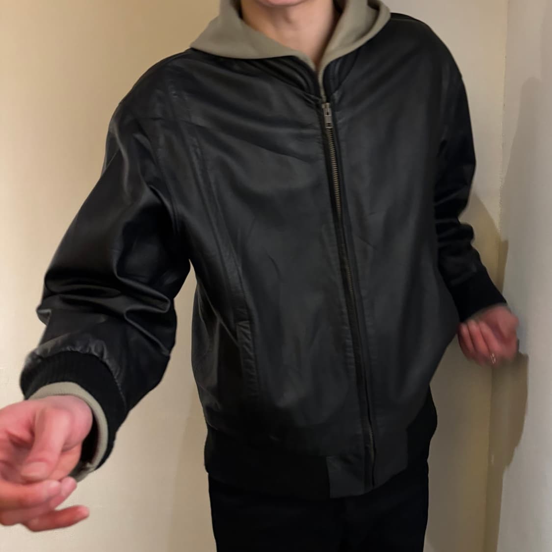 vtg lambskin middle neck jacket 상품이미지3