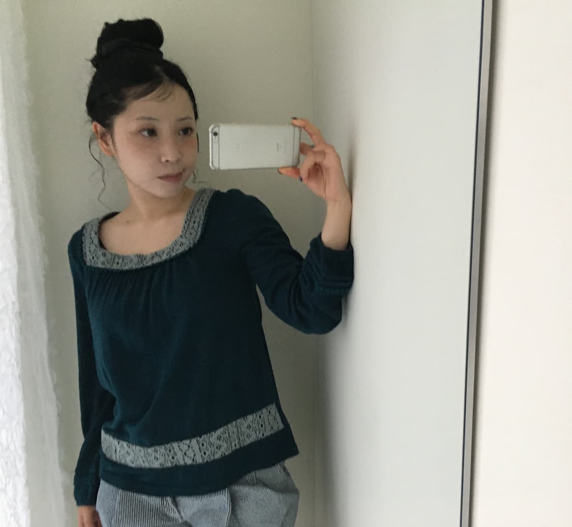 lace square neck teal blouse 상품이미지1