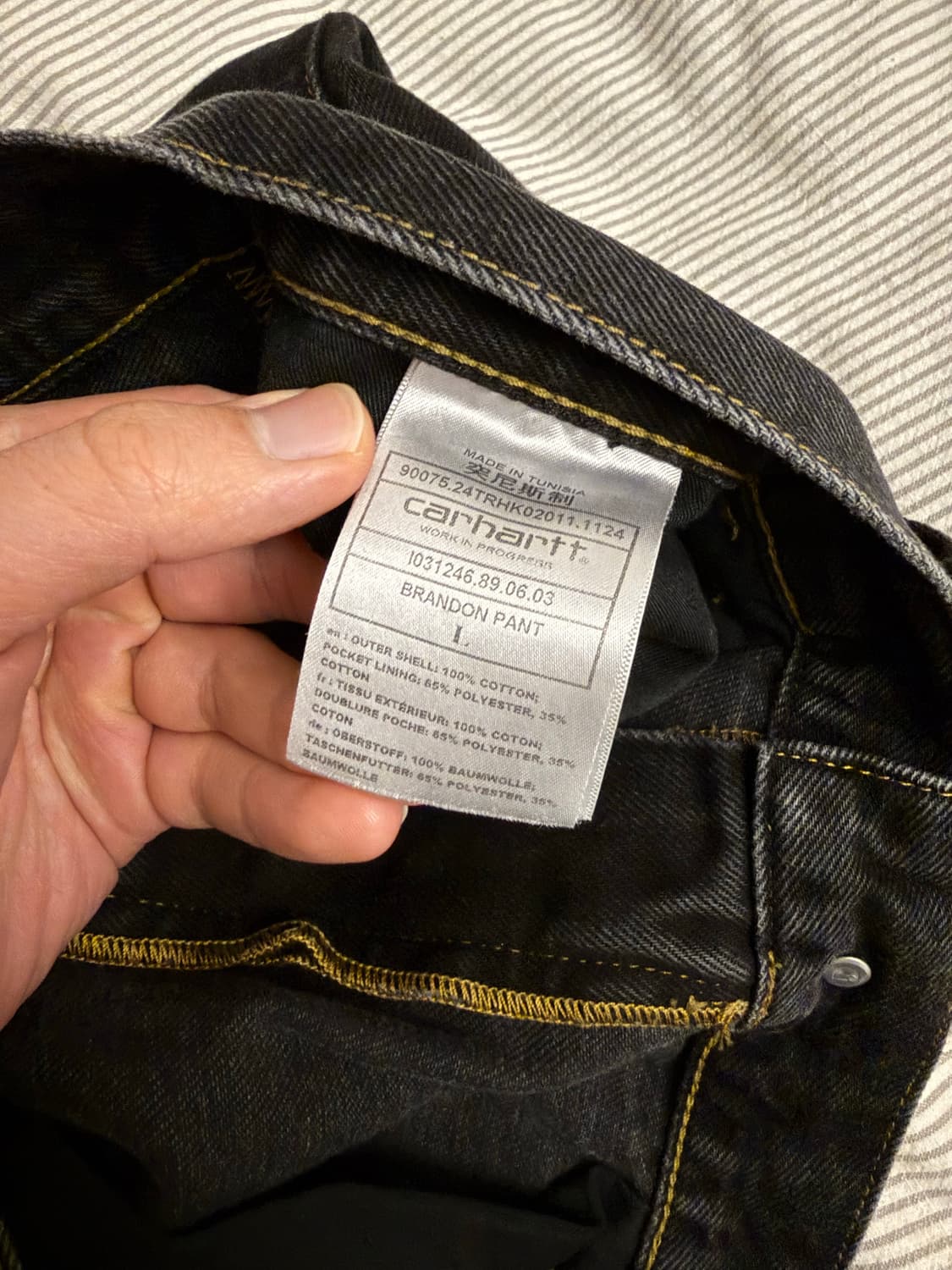 칼하트 브랜든 팬츠 블랙 스톤워시드 L 상품이미지3
