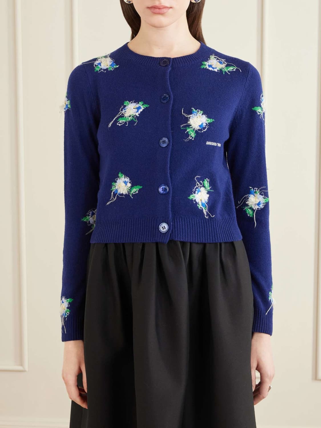 [8,10,12]슈슈통 26ss 스레드워크 플로럴 가디건/네이비 상품이미지3