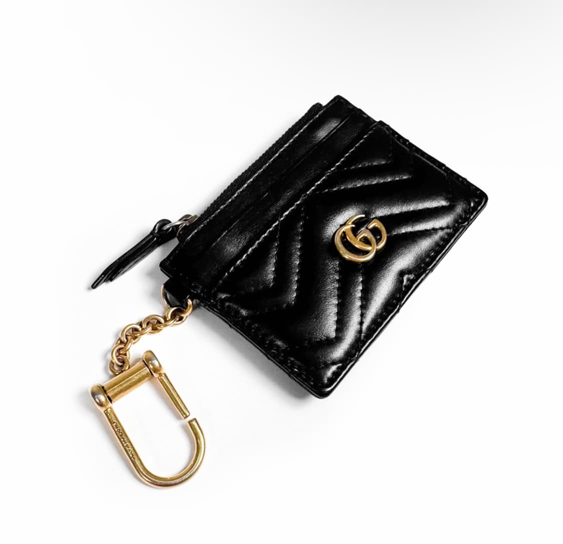 구찌 GG 마몬트 마틀라세 쉐브론 키체인 카드 지갑 블랙 627064 상품이미지3