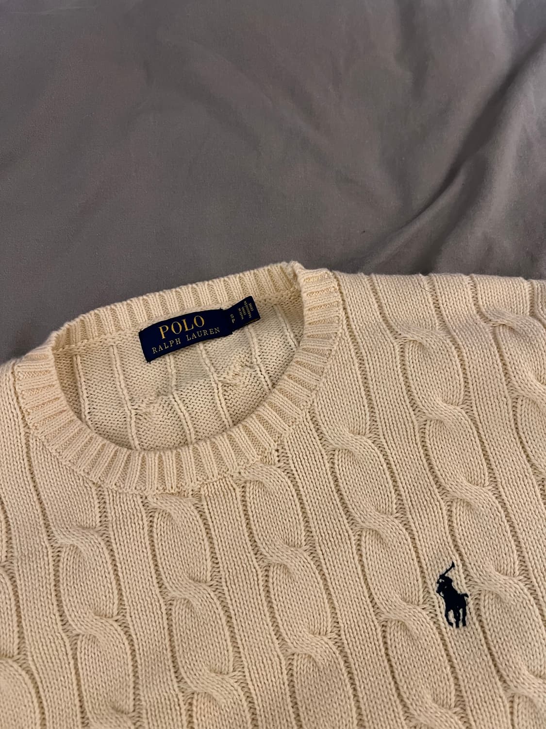 폴로 랄프로렌 케이블 꽈배기 니트 크림색 s 상품이미지3