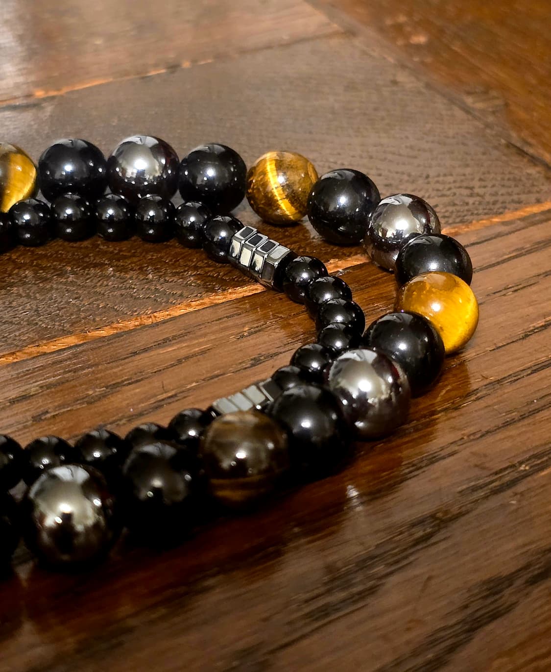 타이거아이 & 블랙 스톤 원석 팔찌 상품이미지4