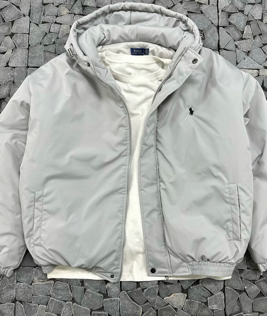폴로 그레이 후드 패딩 L 상품이미지2
