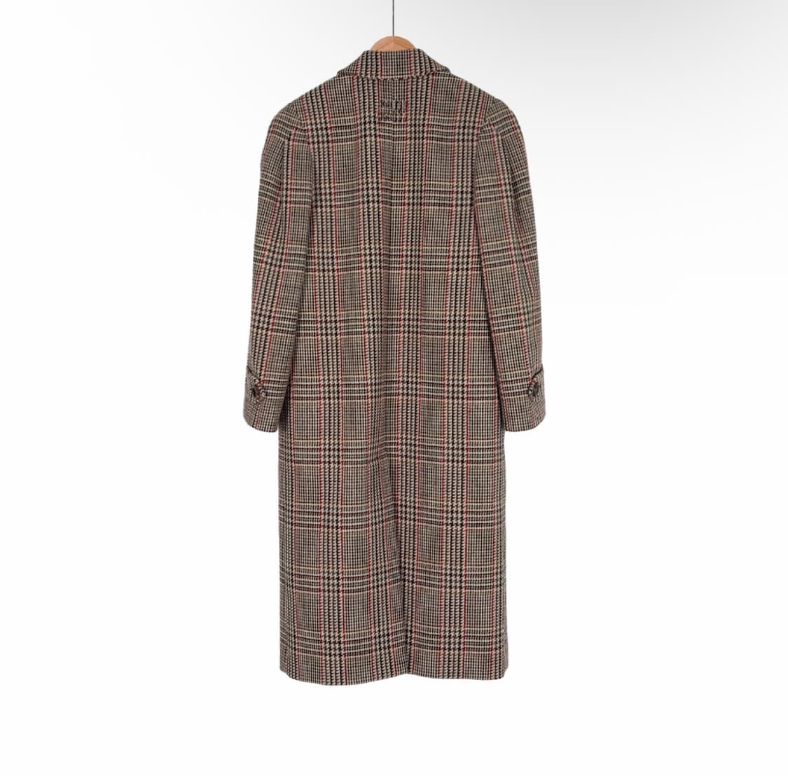 [36] 미우미우 여성 백로고 울 플래드 오버사이즈 체크 롱 코트 러스트 상품이미지2