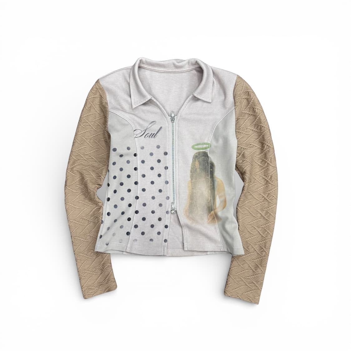 Beige Angel Dot Zip-Up 상품이미지2