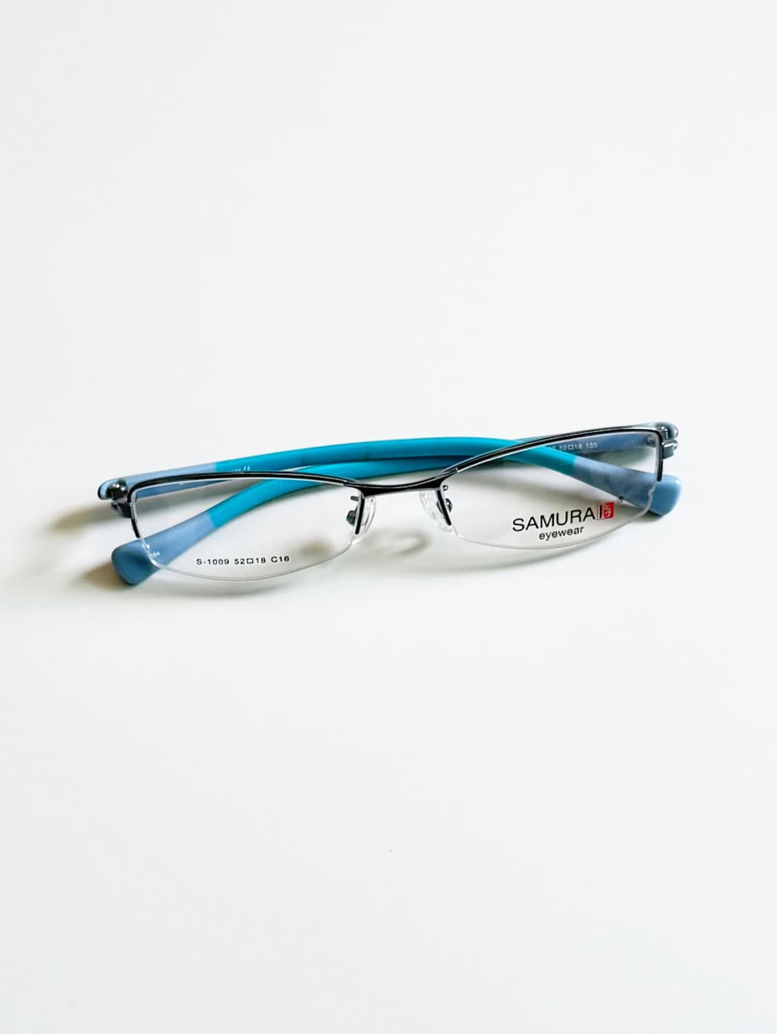 SAMURAI EYEWEAR 블루 반무테 스퀘어 메탈 빈티지 안경 상품이미지2