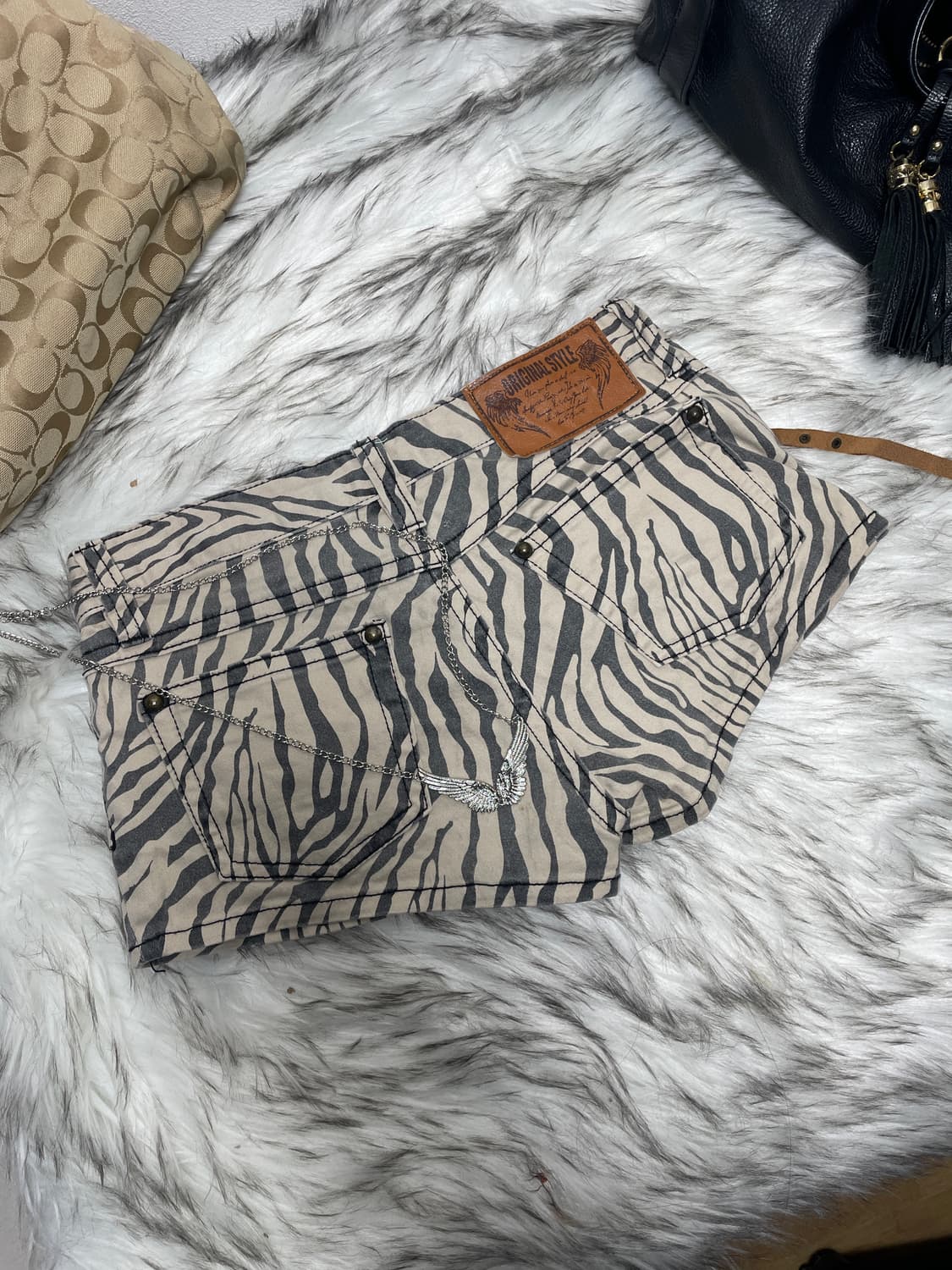 갸루 zebra 베이지 쇼츠 반바지 상품이미지4