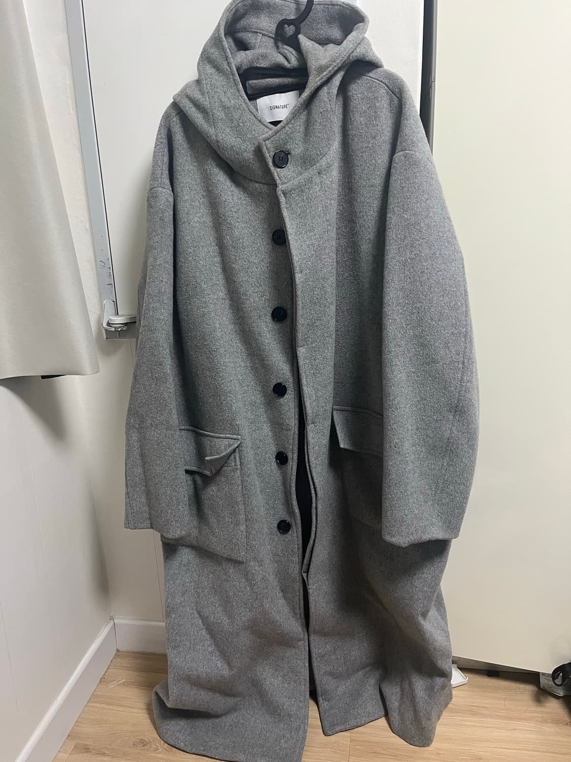 시그니처 후드 롱코트 상품이미지1