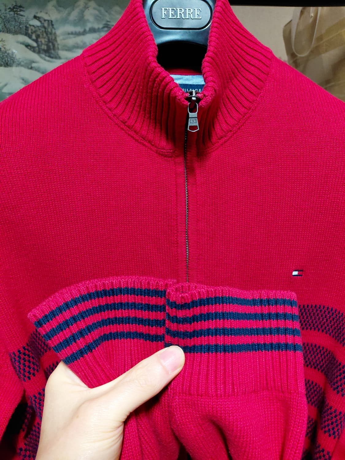 [타미힐피거]코튼 풀집업 가디건 L(105)사이즈 상품이미지8